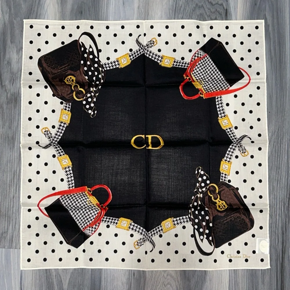 Christian Dior Vintage 90s Cannage Bag Polka Dot Handkerchief Scarf
